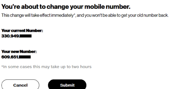 T-Mobile 和 Verizon 的预付费用户号码更改界面 T-Mobile 和 Verizon 的预付费用户号码更改界面