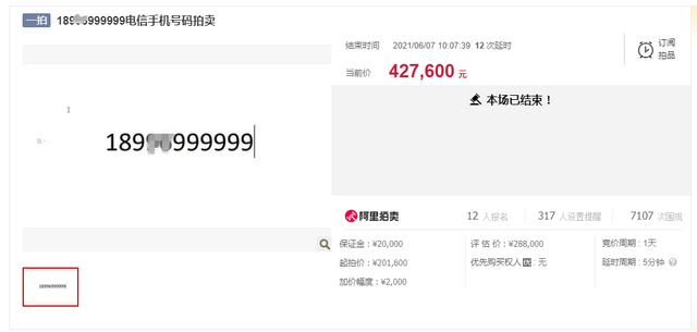 又有天价手机号拍卖!尾数“999999”重庆手机号司法拍出42.76万元