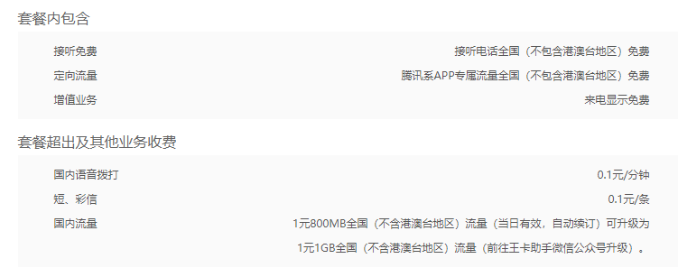 联通腾讯大王卡套餐资费