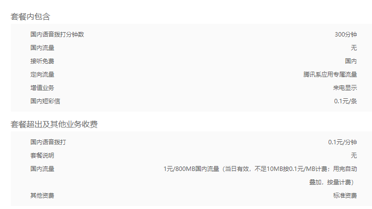 联通腾讯地王卡套餐